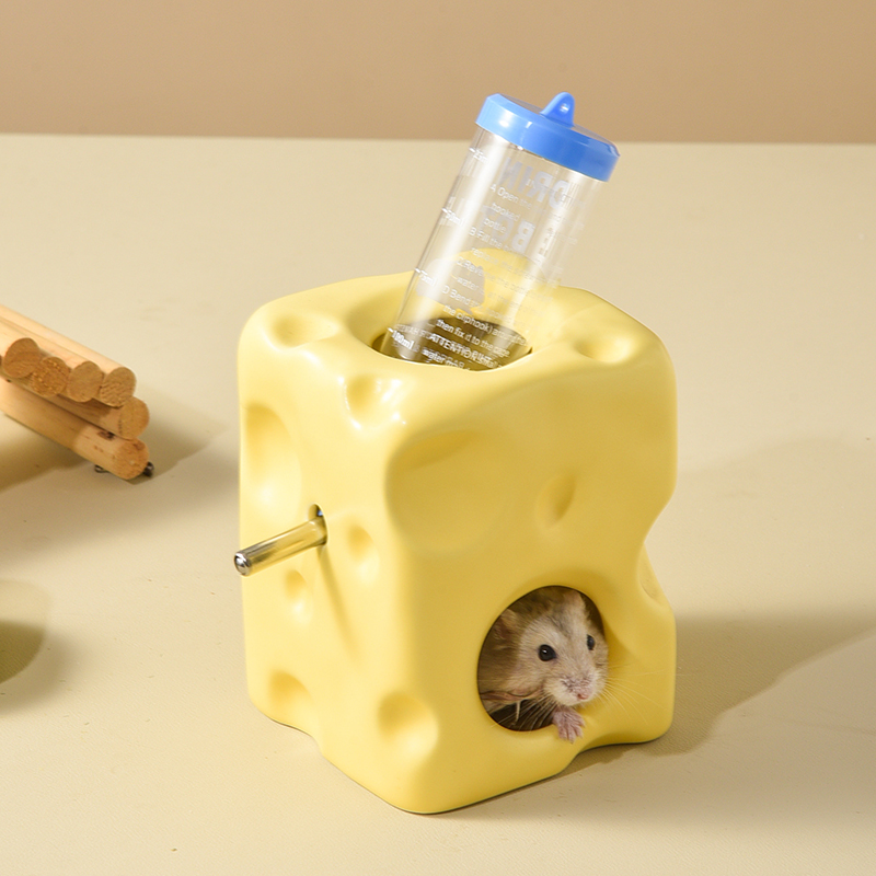 玛特利奶酪小宠饮水器躲窝高颜值防侧翻仓鼠水樽加高自动水壶-图0