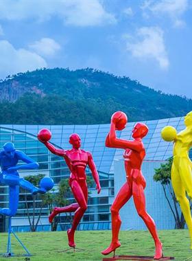 户外抽象跑步运动人物玻璃钢雕塑小区园林景观学校草坪装饰品摆件