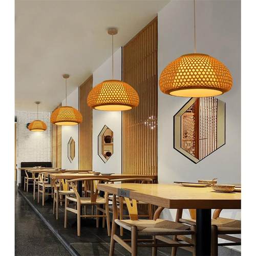 日式竹编灯笼竹子灯罩复古民宿大排档茶室火锅店客栈竹艺竹编吊灯 - 图2
