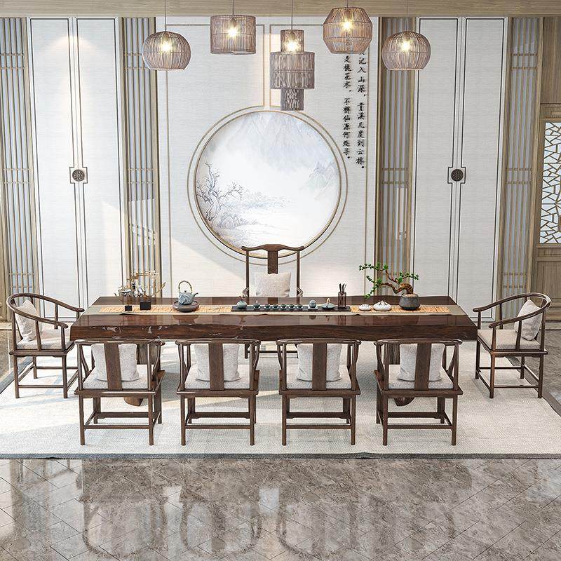 新中式实木茶桌家用客厅泡茶桌办公室接待洽谈功夫茶桌椅大板茶台,淘宝优惠券,粉丝福利购,淘宝优惠卷