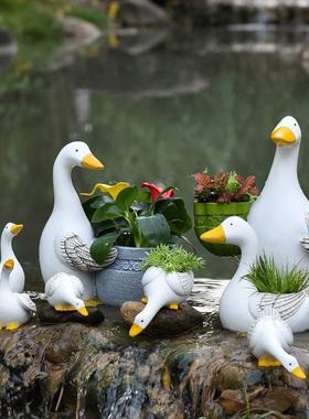 迷你小鸭子动物装饰摆件盆栽花盆户外庭院花园鱼缸鱼池造景微景观