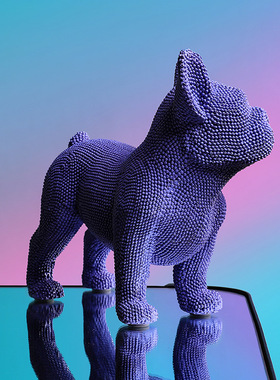 极速欧式b创意摆件客厅玄关桌面动物工艺品颗粒狗树脂雕塑