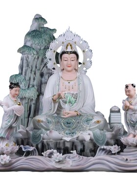 新品新汉白玉竹林观音释迦摩尼地藏弥勒笑佛N娑婆三圣四圣全堂佛