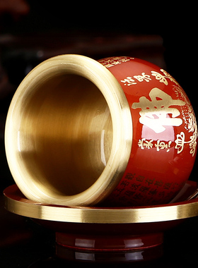 新品纯铜佛前供水杯供佛杯家用佛台F供奉圣水杯莲花心经观音贡杯