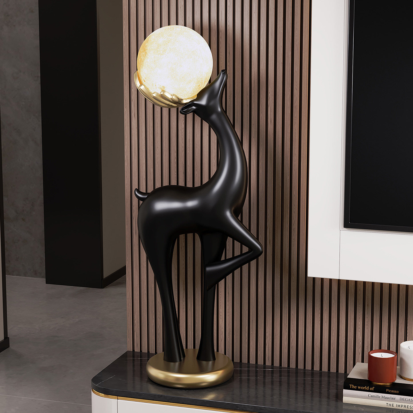 入户玄关壁龛鹿落地摆件福禄呈祥客厅电视柜旁装饰灯乔迁新居礼物,淘宝优惠券,粉丝福利购,淘宝优惠卷