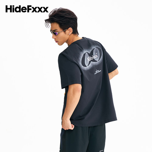 HideFxxx莫比乌斯速干透气吸汗篮球训练跑步休闲运动短袖T恤男款 - 图1