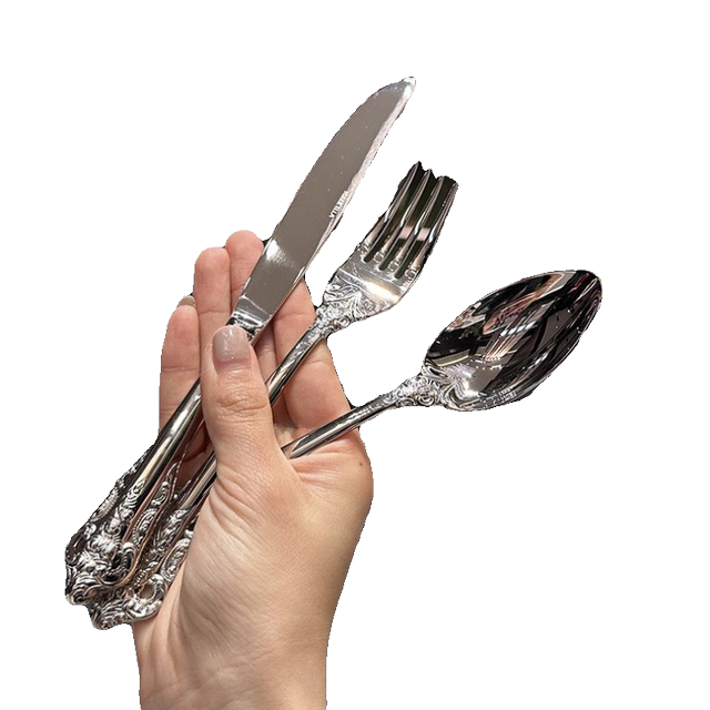 Tableware European style retro stainless steel knife and fork spoon set