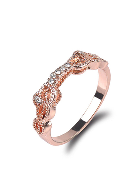 极速New 2 Pcs/Set Zircosn Engagement Rings for Women Rose Go