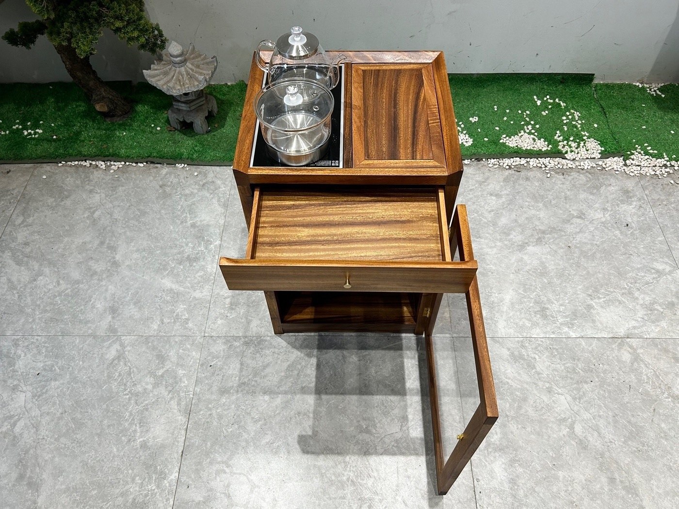 胡桃木茶水柜简约实木餐边柜新中式可移动置物柜奥坎小茶车储物柜,淘宝优惠券,粉丝福利购,淘宝优惠卷