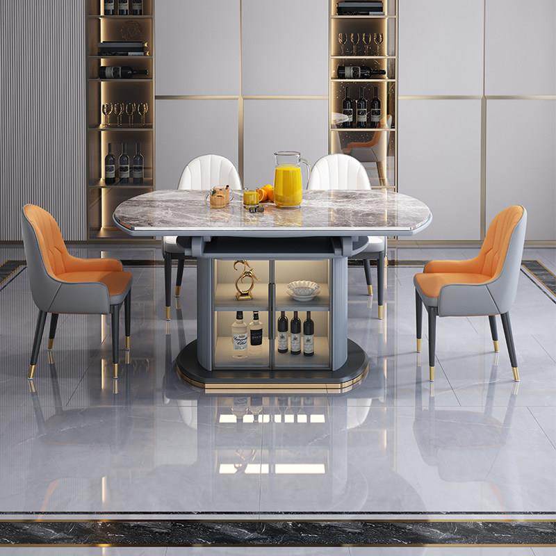 岩板餐桌椅组合现代简约轻奢可伸缩带储物柜家用小户型折叠吃饭桌,淘宝优惠券,粉丝福利购,淘宝优惠卷