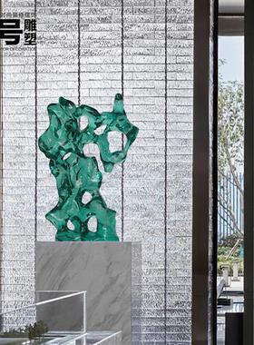 酒店大堂摆件透明树脂太湖石雕塑样板间玄关楼梯下装饰摆件艺术品