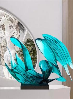 简约现代家居创意透明树脂雕塑摆件酒店样板房玄关客厅软装艺术品