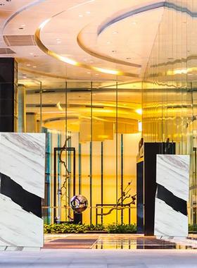 黑白根大理石酒店雕塑装饰品摆台底座客厅艺术品展示创意时尚摆台