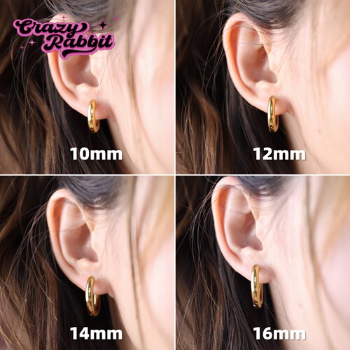 CrazyRabbit 金银色钛合金粗圈耳环简约百搭耳扣时髦素圈耳饰耳圈 - 图0