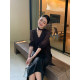 Maven Lin ຄົນອັບເດດ: ສິນທາງປັນຍາເລັກນ້ອຍເບິ່ງຜ່ານຄໍ V-neck feminine ribbon chiffon ເສື້ອສອງສິ້ນຊຸດ