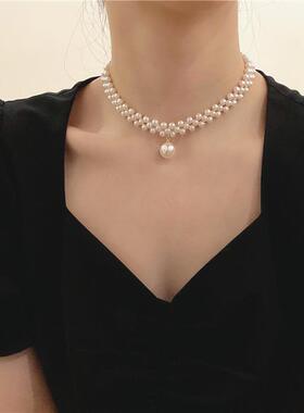 MaisonCleo小众珍珠锁骨链新款
