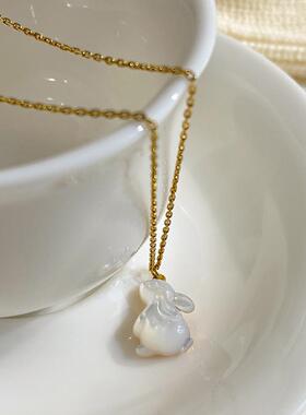 MaisonCleo大吉兔白贝母锁骨链
