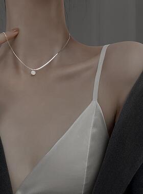 MaisonCleo纯银锆石圆牌锁骨链