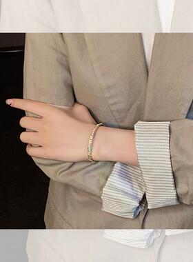 MaisonCleo猫眼锆石竹节开口手链