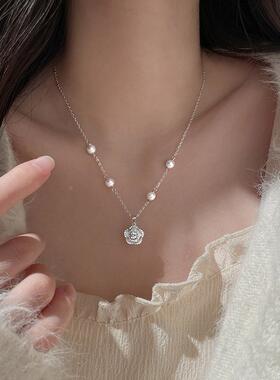 MaisonCleo山茶花纯银锁骨链