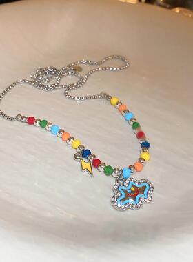 MaisonCleo小清新滴油镶钻水晶云朵闪电项链时尚甜美小众气质高级