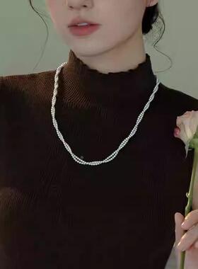 法式轻奢复古小米珠珍珠项链