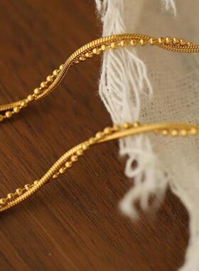 MaisonCleo金色缠绕麻花锁骨链