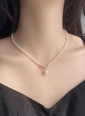 MaisonCleo法式珍珠锁骨链女