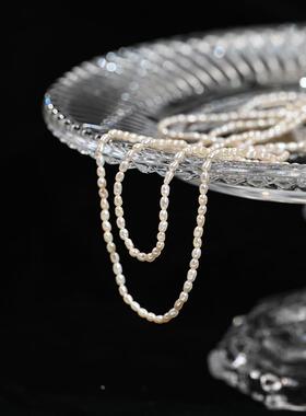 法式复古925银天然小米珍珠项链