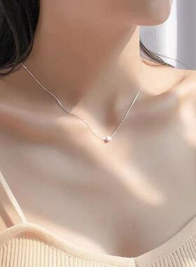 MaisonCleo纯银方块锁骨链新款