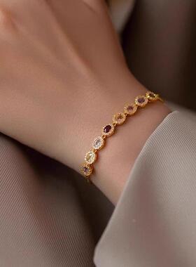 MaisonCleo原创多巴胺彩色锆石抽拉手链女款夏小众设计气质手串手