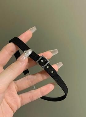 MaisonCleo黑色小众辣妹颈链项圈锁骨链女项链颈带颈圈皮带扣