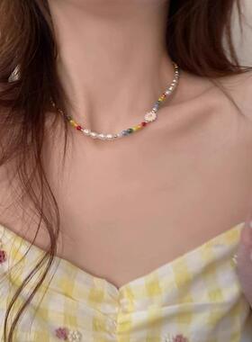 MaisonCleo小众花朵珍珠锁骨链