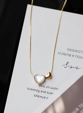 MaisonCleo心心相连贝壳小众爱心项链女锁骨链颈链时尚气质设计感