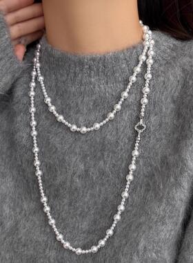 秋冬高级感长款珍珠毛衣链女