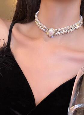 MaisonCleo双层珍珠锁骨链百搭