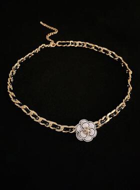 MaisonCleo个性暗黑风镶水钻珍珠花朵皮革缠绕项链欧美时尚气质项