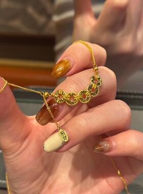 新中式五帝钱项链轻奢小众超闪