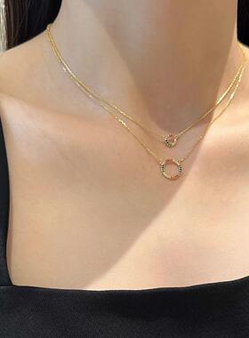 MaisonCleo彩色锆石双层锁骨链