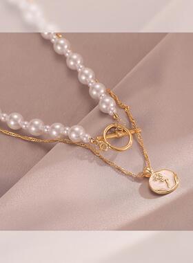 MaisonCleo双层珍珠锁骨项链