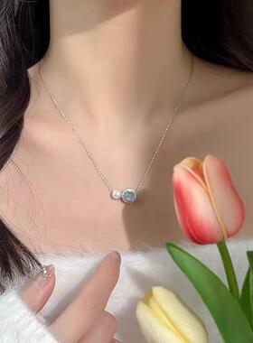 MaisonCleo海蓝宝珍珠锁骨链
