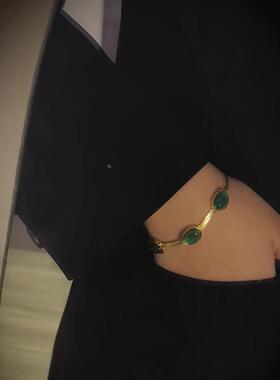 欧美小众祖母绿豆手链项链百搭