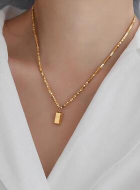 MaisonCleo碎银金砖锁骨链女