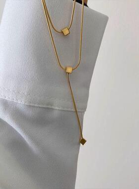 MaisonCleo轻奢方块双层毛衣链