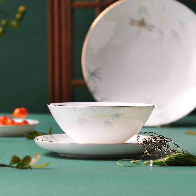 华光国瓷骨瓷餐具套装餐具中式青碗碟礼盒家用套装碗亭盘新疆包邮,淘宝优惠券,粉丝福利购,淘宝优惠卷