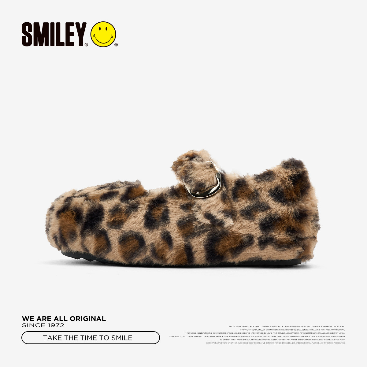 SMILEY笑脸 女冬豹纹平底舒适冬季加绒休闲圆头单鞋玛丽珍鞋子,淘宝优惠券,粉丝福利购,淘宝优惠卷