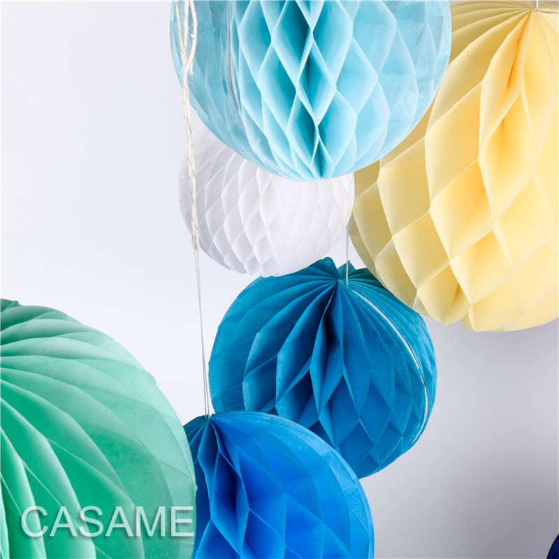 推荐5cm 10cm 20cm Popular Round Tissue Paper Honeycomb Balls - 图0