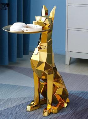 客厅落地大型摆件绅士犬狗轻奢迎宾托盘玄关艺术高级感家居装饰品