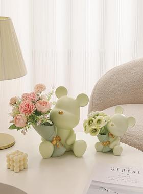 创意捧花暴力熊客厅摆件家居玄关电视柜桌面装饰品乔迁新居小礼物