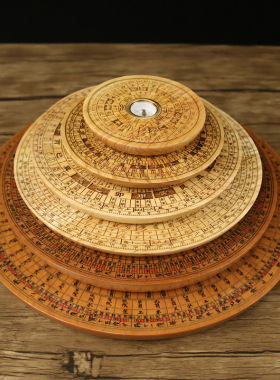 桃木罗盘实木纯手工高精度风水盘专业初学K者随身携带综合盘指南